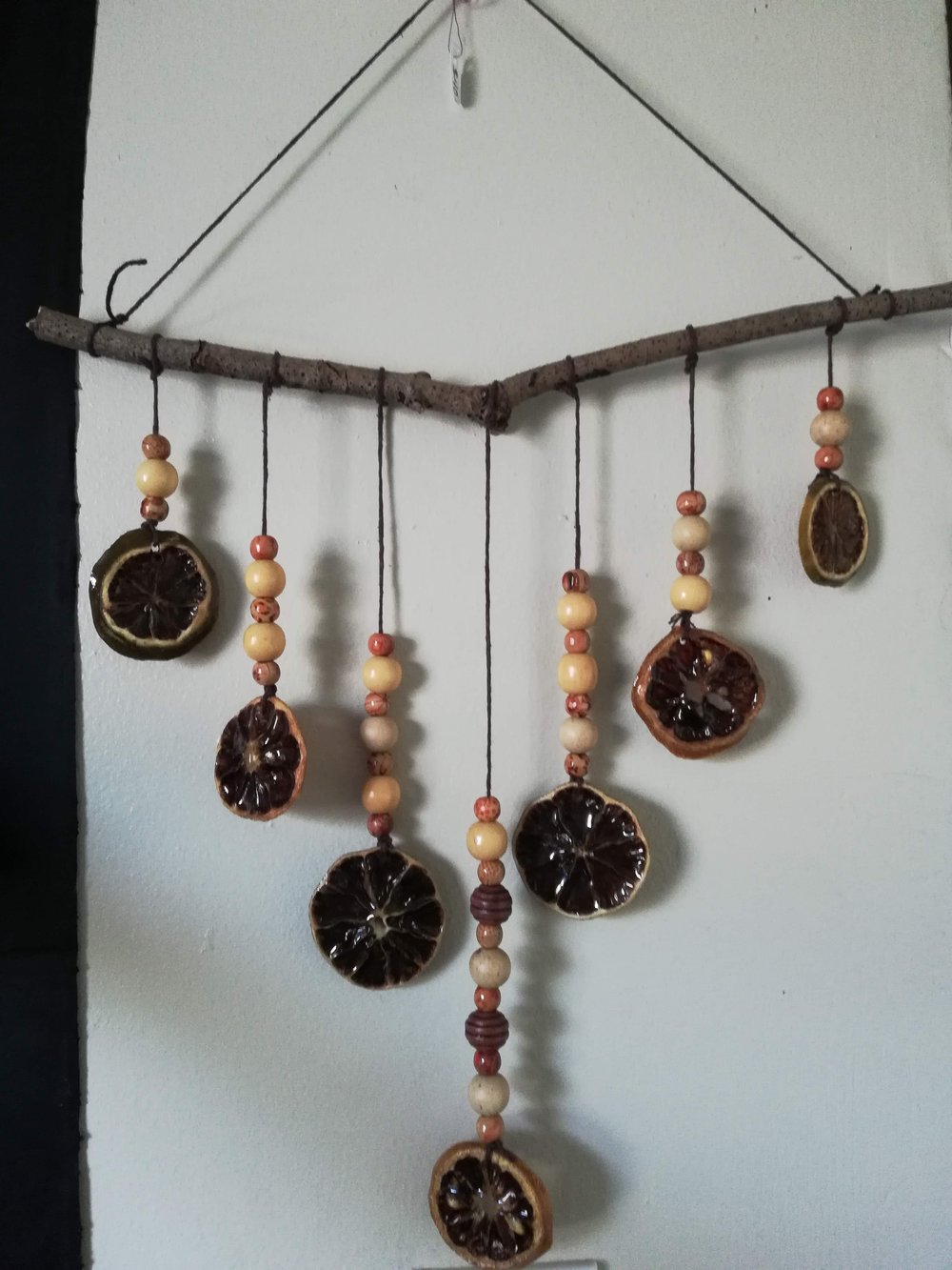 Image of Lemon Lime Mobile Sun Catcher Wall Decor with Wooden Beads