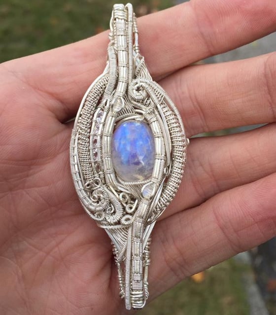 Image of Rainbow Moonstone & Morganite Pendant