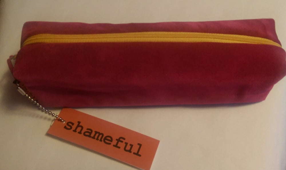 Image of NEW RANGE - Vibrant pink velvet purse with sunshine yellow zip