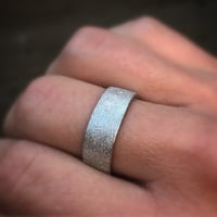 Image 5 of platinum finger shaped ring 7mm x 1.5mm in deep freeze texture 
