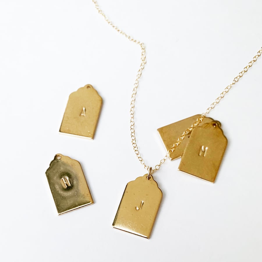 Image of PERSONALIZED BRASS HANG TAG PENDANT NECKLACE