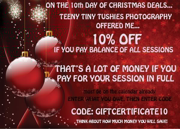 Image of XMAS DEAL 10- 10% OFF WHEN PAYING BALANCE OF YOUR SESSIONS FOR 2019/2020