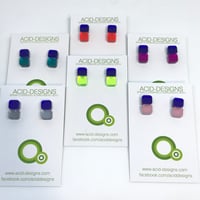 Náušnice Double round sque Blue & Color