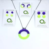 Náhrdelník DoubleCircle fialová - fluorescentní zelená 