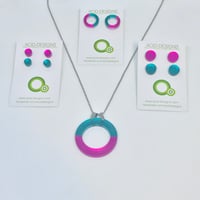 Náhrdelník DoubleCircle tyrkysová - fuksiová 