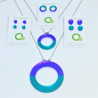 Náhrdelník DoubleCircle fialová - tyrkysová 