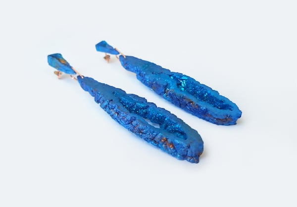 Image of NOCTURNE :: Geode Drop Earrings // Cobalt