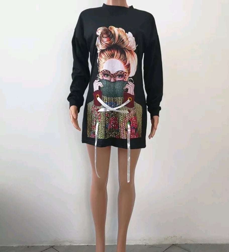 Image of Black Sweatshirt Dress