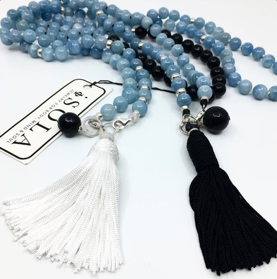 Image of Double Infinity Aquamarine Mala 88