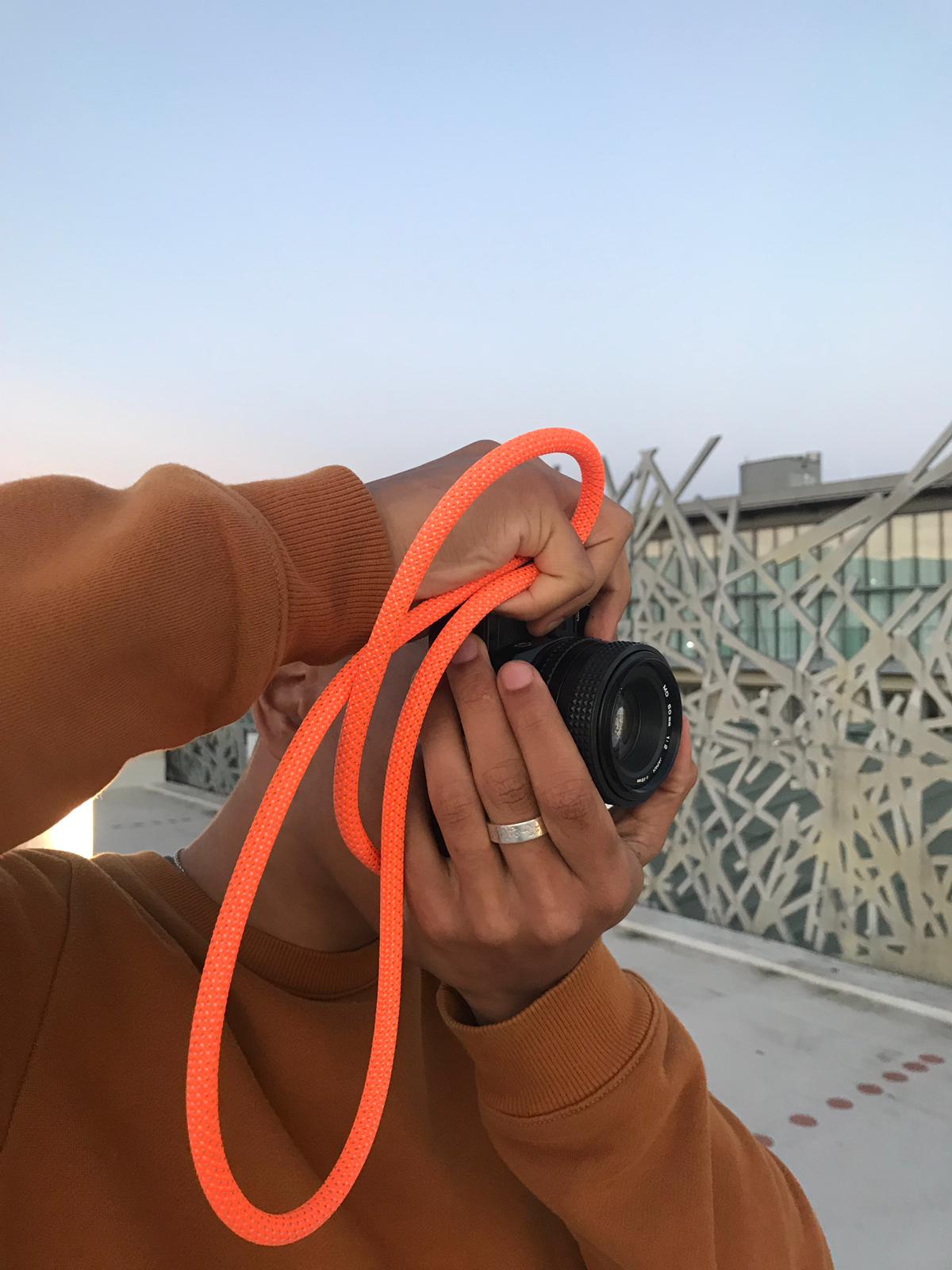 orange camera strap