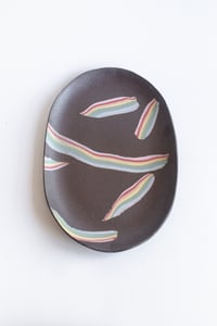 Image 1 of Rainbow on Dark Sky Oval Serving Platter