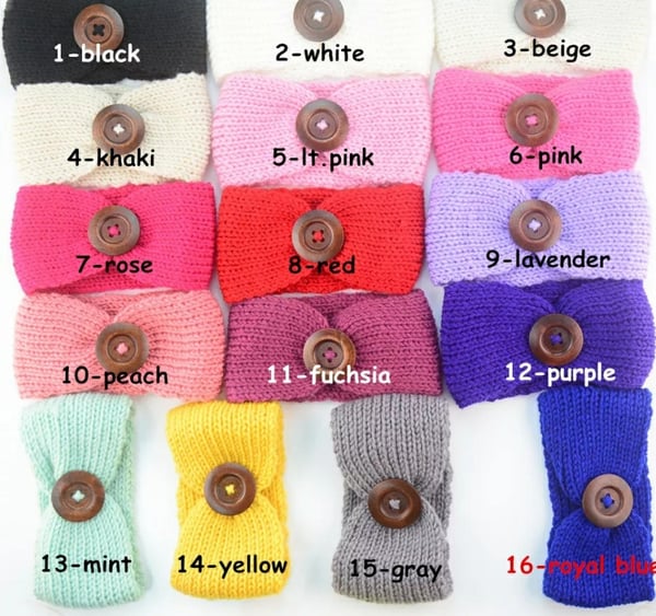 Image of ROCK BOTTOM BLOWOUT SALE Button Knit Headbands - 16 Color Choices