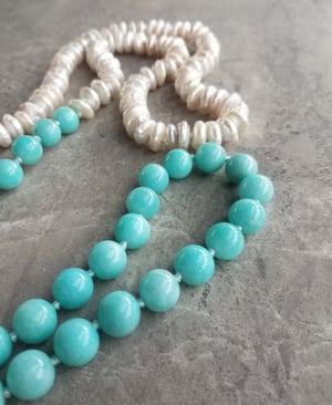 Pearl & Amazonite Helix Necklace 