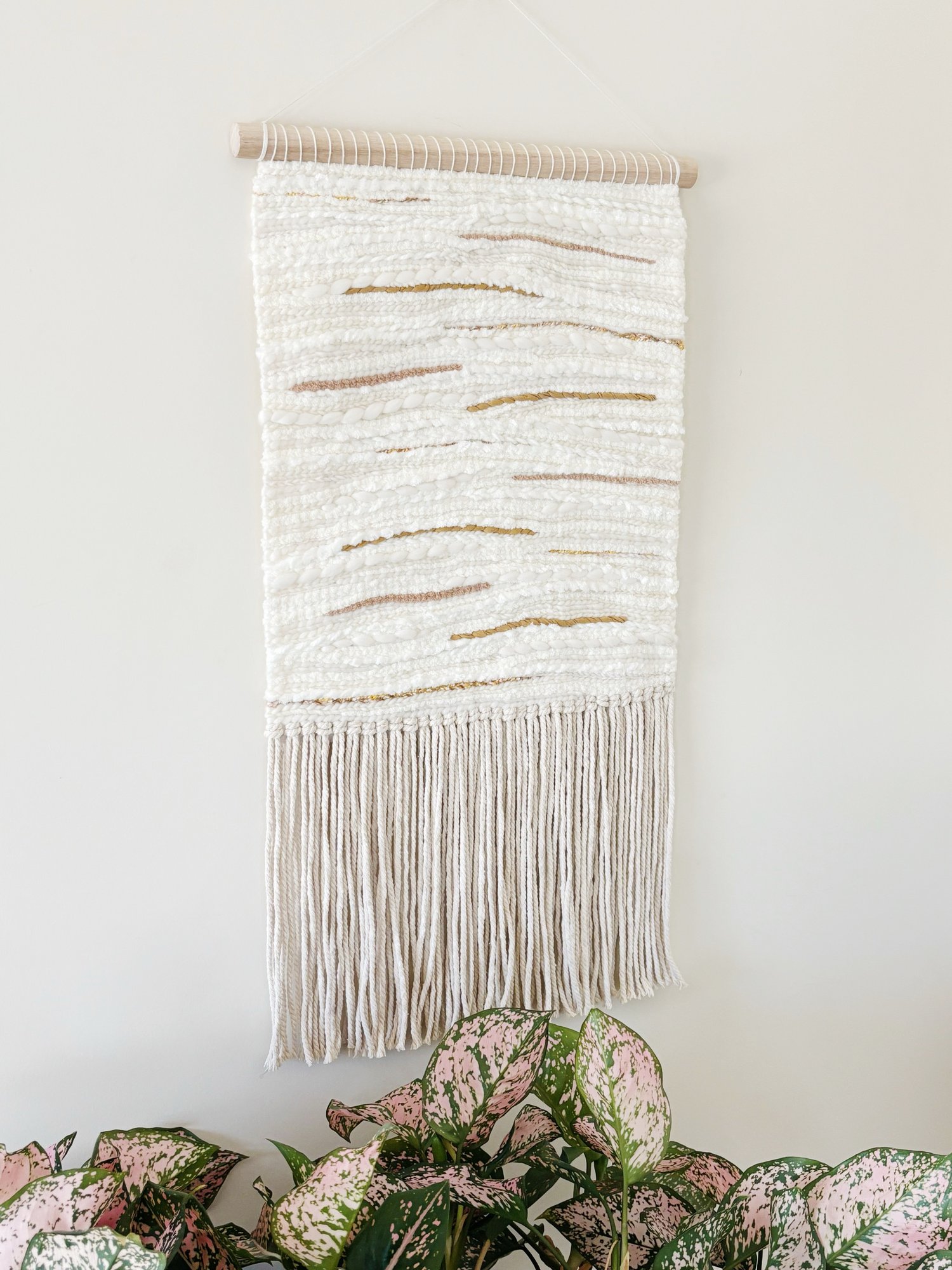 Image of Woven Wall Hanging - White, Textured, Abstract (large).