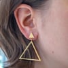 Yellow Gold Triangle Hoops 