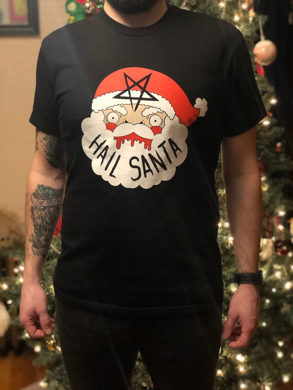 Hail Santa Black T-shirt