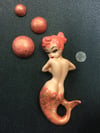 Coral Vintage Style Wall Mermaid with Bubbles 
