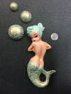 Minty Vintage Style Wall Mermaid with Bubbles