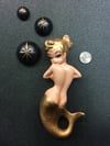 Pale Gold Vintage Style Wall Mermaid with Bubbles