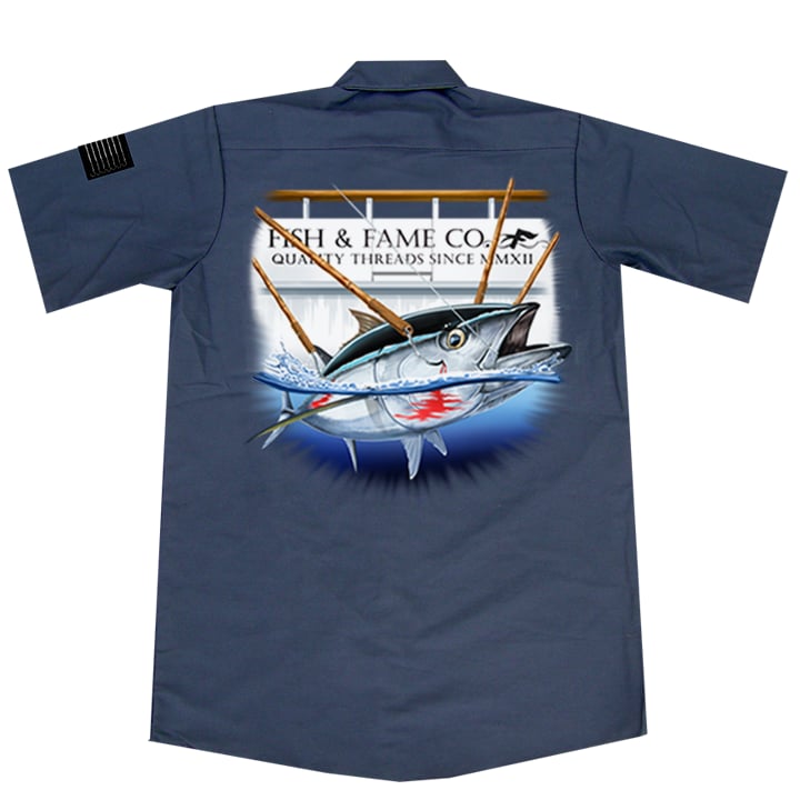 Blue Fin Tuna Crew Shirt (gun metal), Fishing Hoodie, Sportfishing Jacket, Salt Water Fishing Apparel