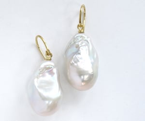 Image of Baroque Large White Fresh Water PearlEarrings