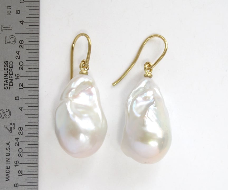 Image of Baroque Large White Fresh Water PearlEarrings