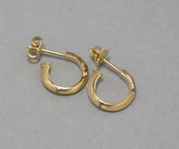 Image 5 of Triangle Wire Hoops Small 18k Gold Post