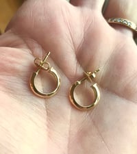 Image 4 of Triangle Wire Hoops Small 18k Gold Post