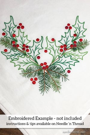 Image of Holly & Evergreen 3-Towel Set with Transferred Designs