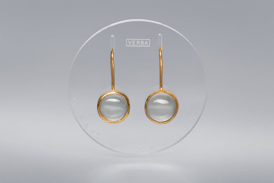 Image of "Rays of the sun" gold plated silver earrings with rock crystals · RADII SOLIS ·