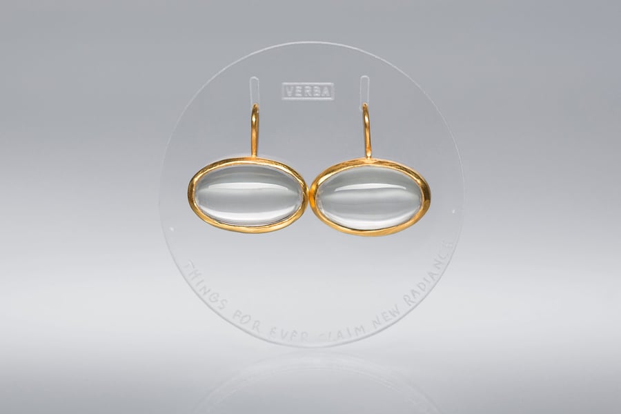 Image of "Things for ever claim.." gold plated silver earrings with rock crystals · EX ALIO ATQUE ALIO ·