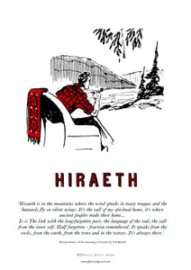 Image of fforest cymraeg prints: 'hiraeth' with wording