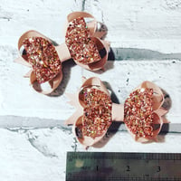 Image 1 of Rosegold pony tail set. 3inch glitter bows