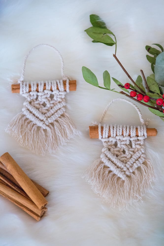 Image of 2 mini macrame wall art 