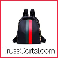 Image 1 of BLACK STRIPED BACKPACK/PURSE 