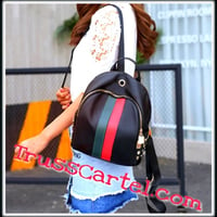 Image 2 of BLACK STRIPED BACKPACK/PURSE 