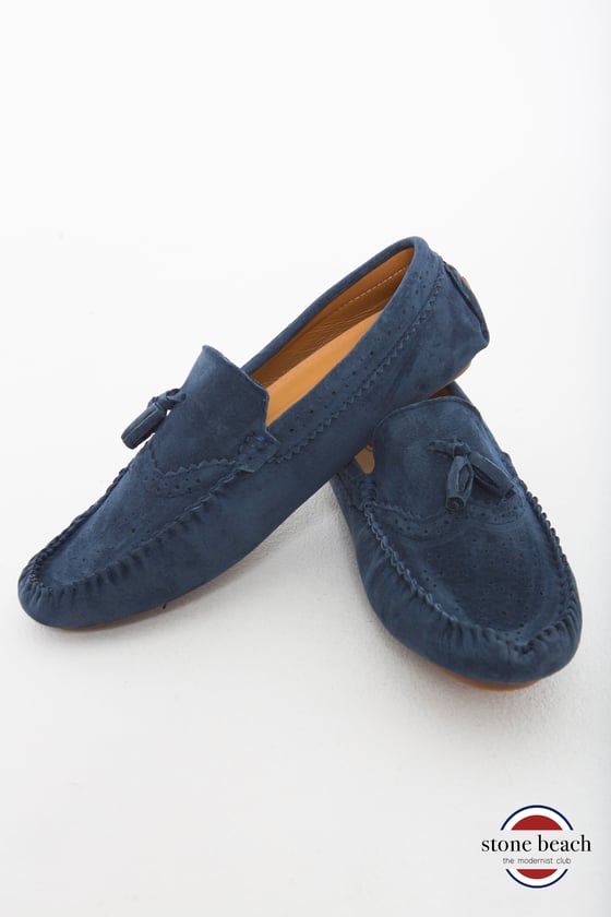 Image of Suede Loafers / navy