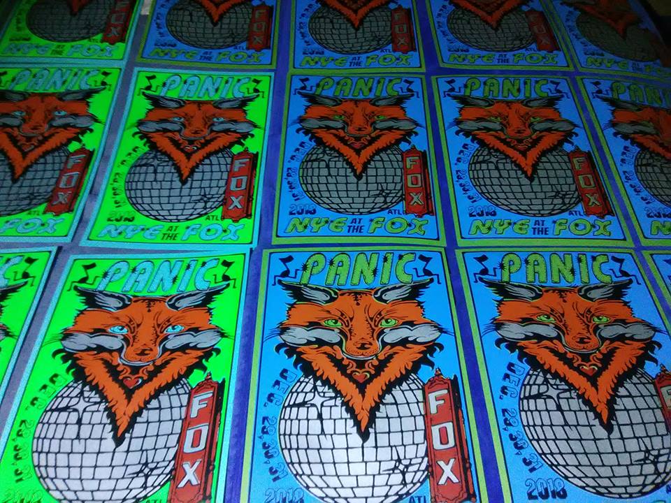 Image of PANIC FOX NYE 2018 5 color Screen Print