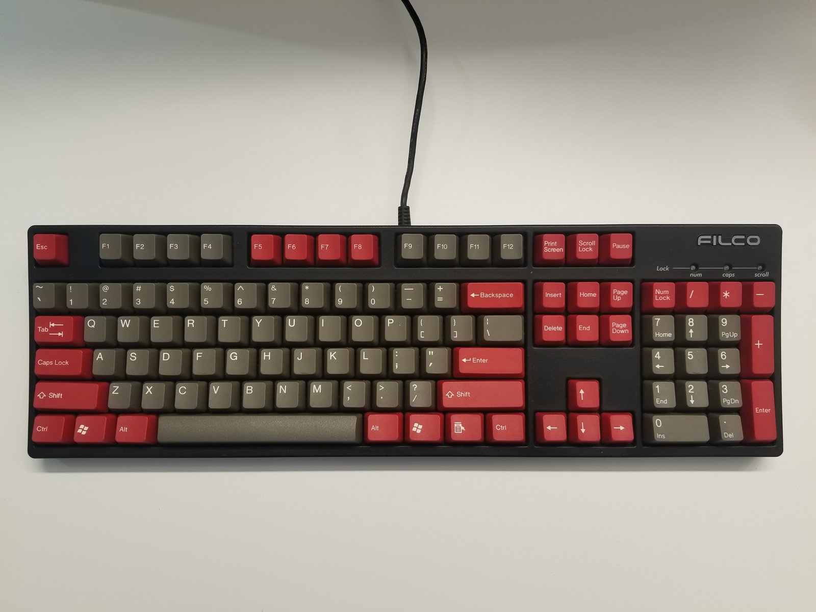 red and grey keycaps