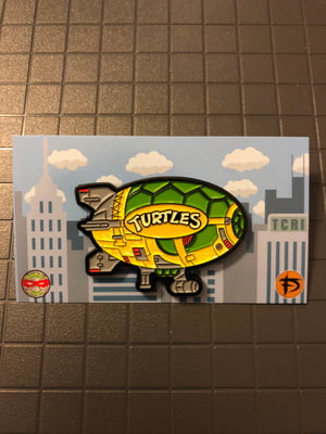 Image of 2” Turtle Blimp Soft Enamel Pin (Glitter)