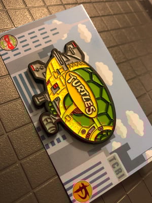 Image of 2” Turtle Blimp Soft Enamel Pin (Glitter)