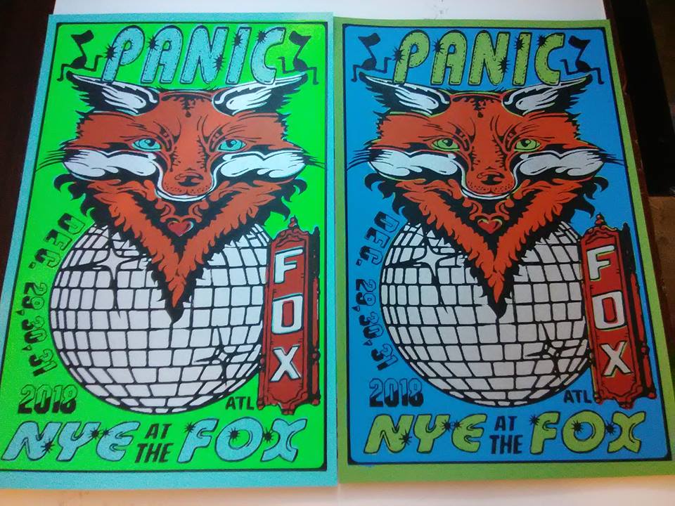 Image of PANIC FOX NYE 2018 5 color Screen Print