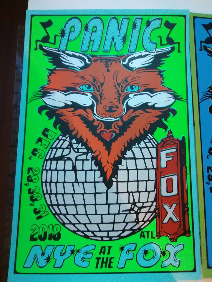 Image of PANIC FOX NYE 2018 5 color Screen Print