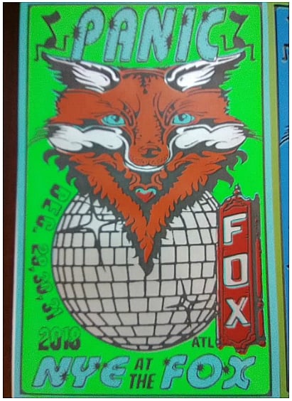 Image of PANIC FOX NYE 2018 6 color Glow in the Dark Screen Print