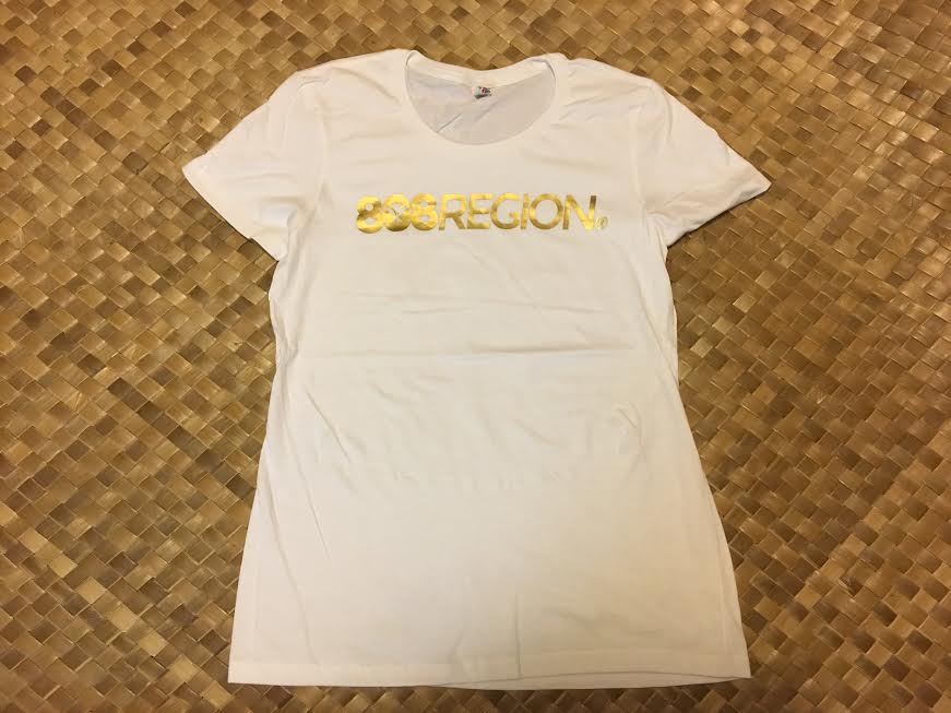 Image of Women's 808 REGION White/Gold Tee