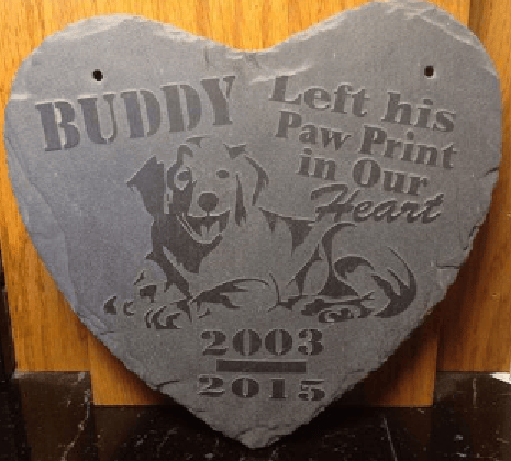 Image of Heart Shape Pet Memorial Slate Plaque