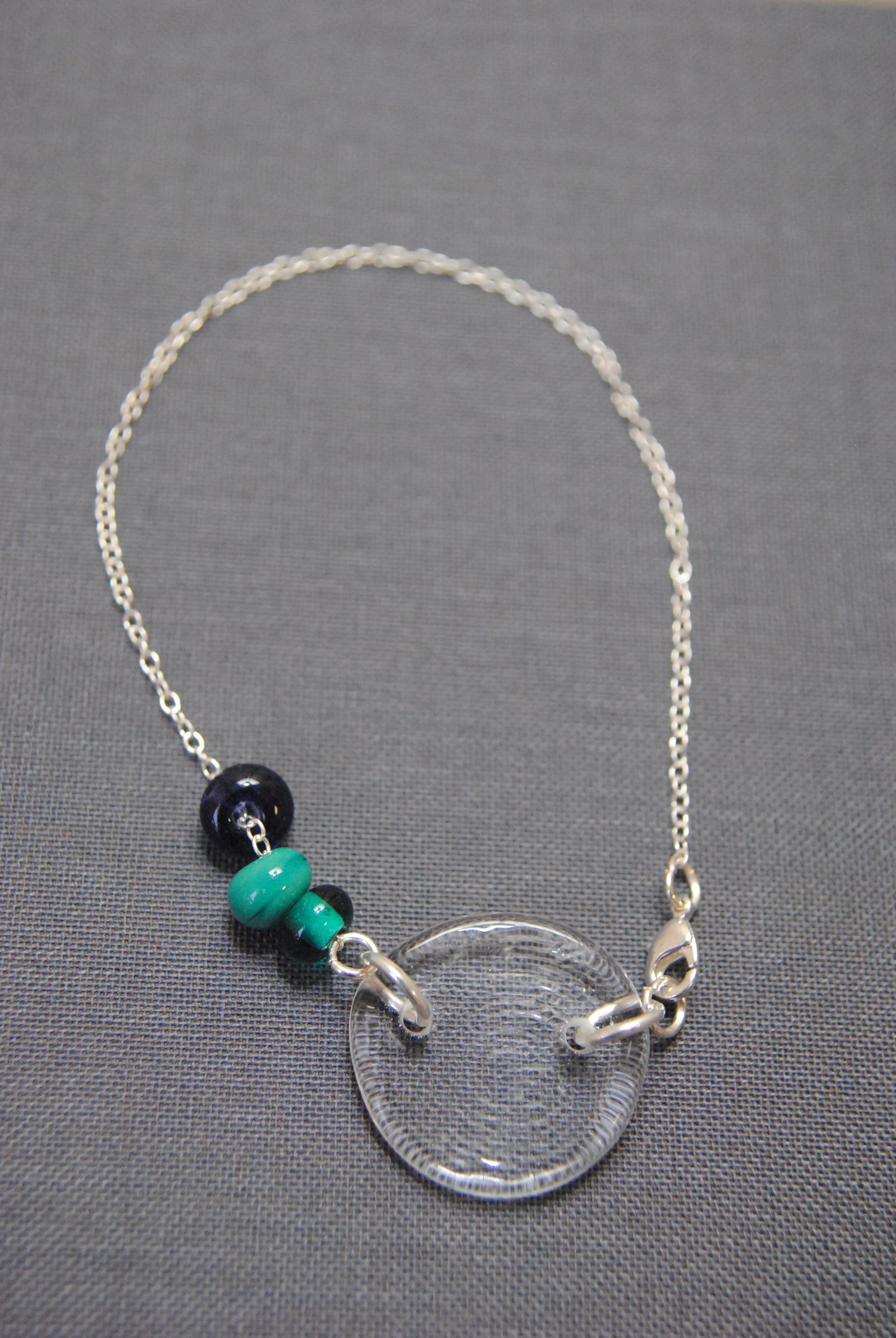 Image of Silver chain bracelet with three floating beads