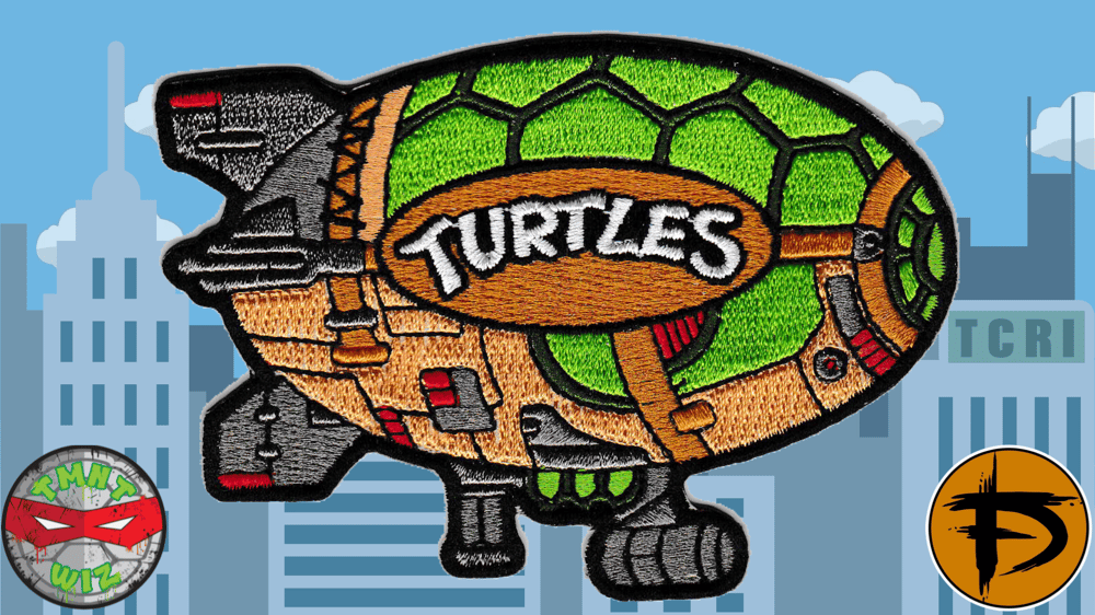 Image of 4” Turtle Blimp Iron On Patch
