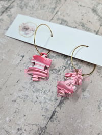 Image 2 of Pink Marble Puzzle Piece Earrings