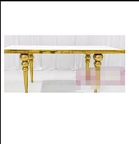 Gold Stainless luxury Sweetheart Table with MDF TOP For Rent Only 